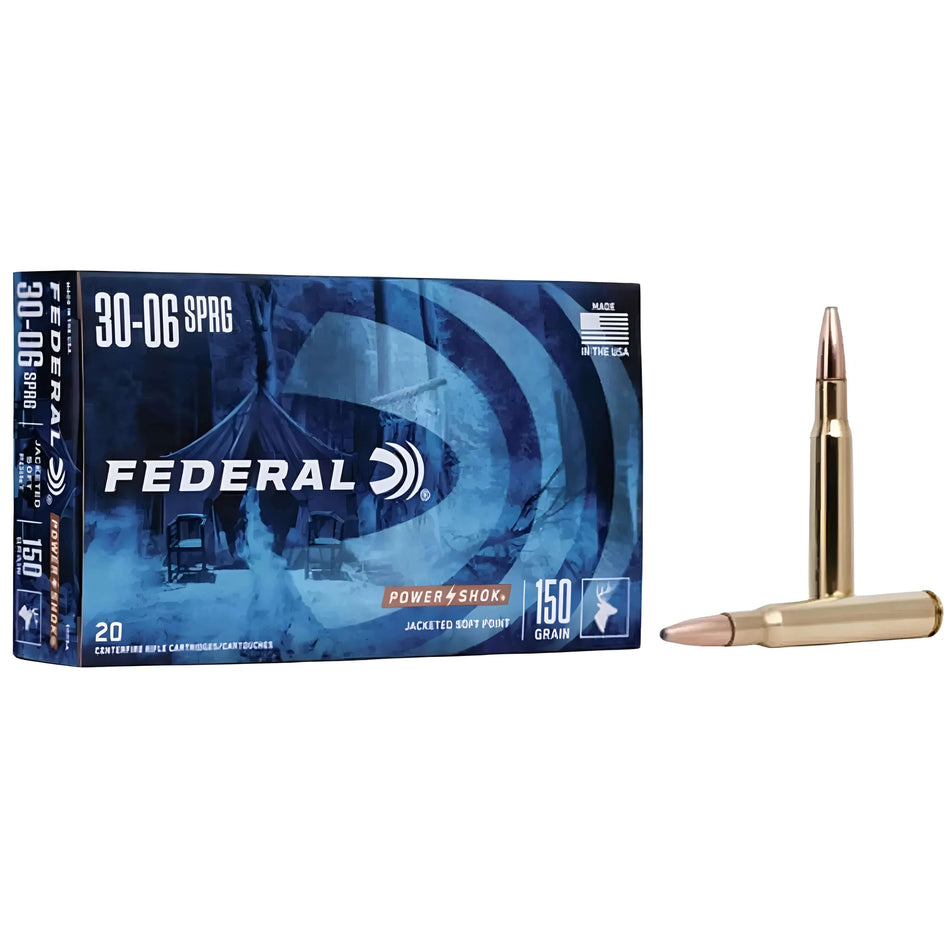 Federal Power-Shok 30-06Sprg 150Gr Jacketed Soft Point 2910fps Ammo