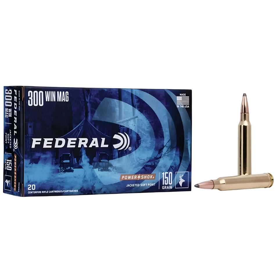 Federal Power-Shok .300WinMag 150Gr Jacketed Soft Point 3150fps Ammo