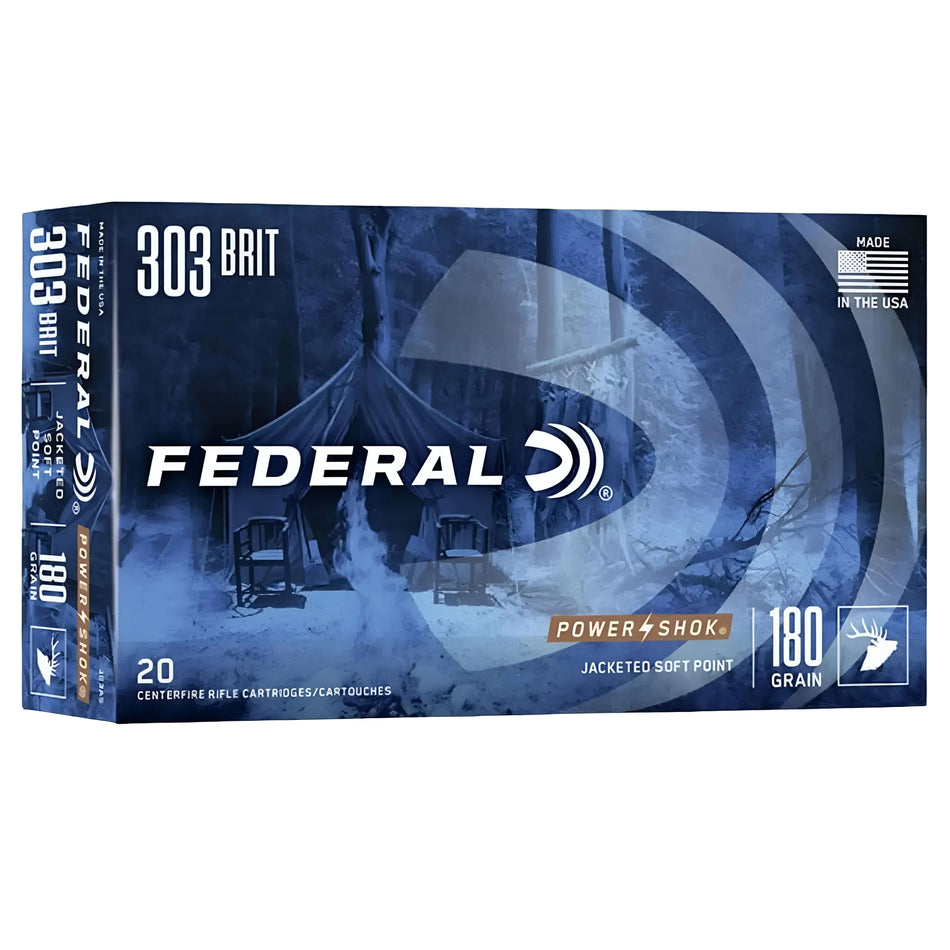 Federal Power-Shok 303British 180Gr Jacketed Soft Point 2460fps Ammo