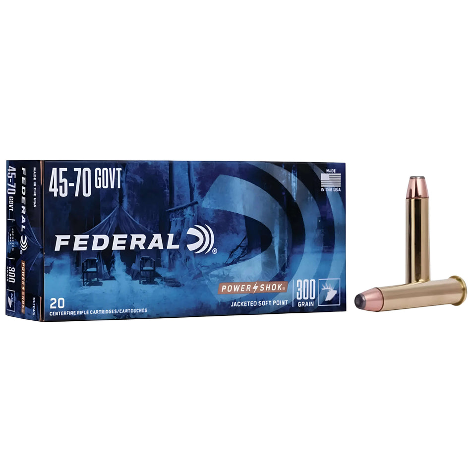 Federal Power-Shok 45-70Govt 300Gr Jacketed Soft Point 1850fps Ammo