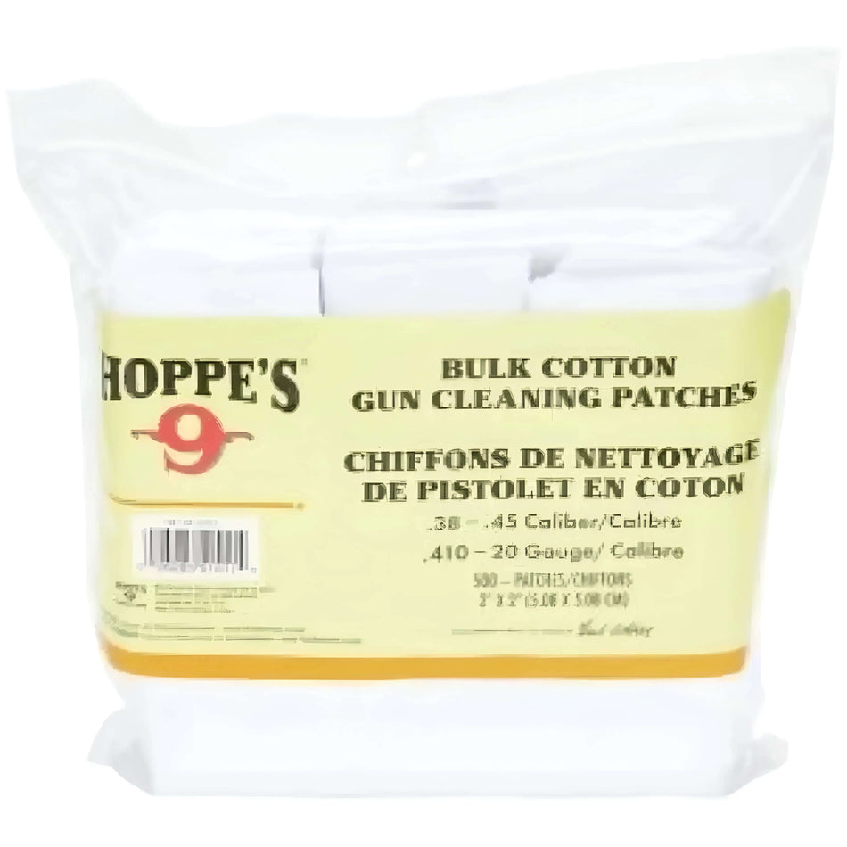 Hoppes Cotton Patches 38Cal-45Cal - 500 Pack