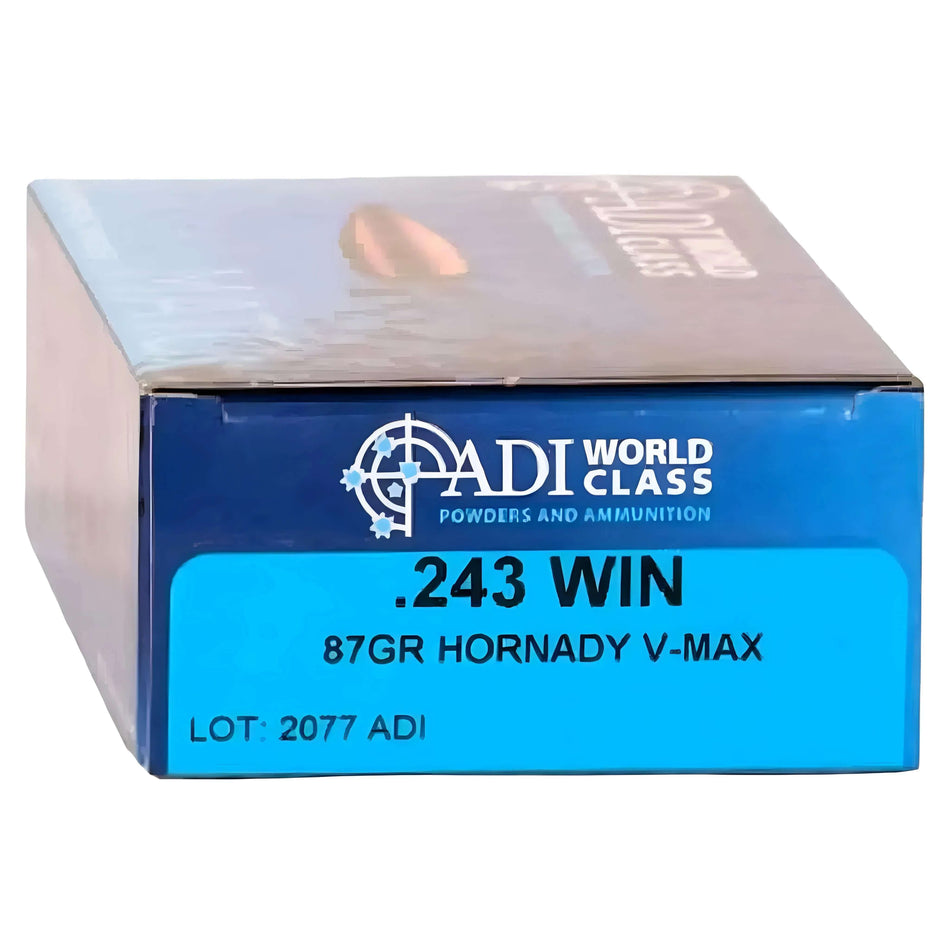 ADI World Class 243Win 87Gr Hornady V-Max 3200fps Ammo