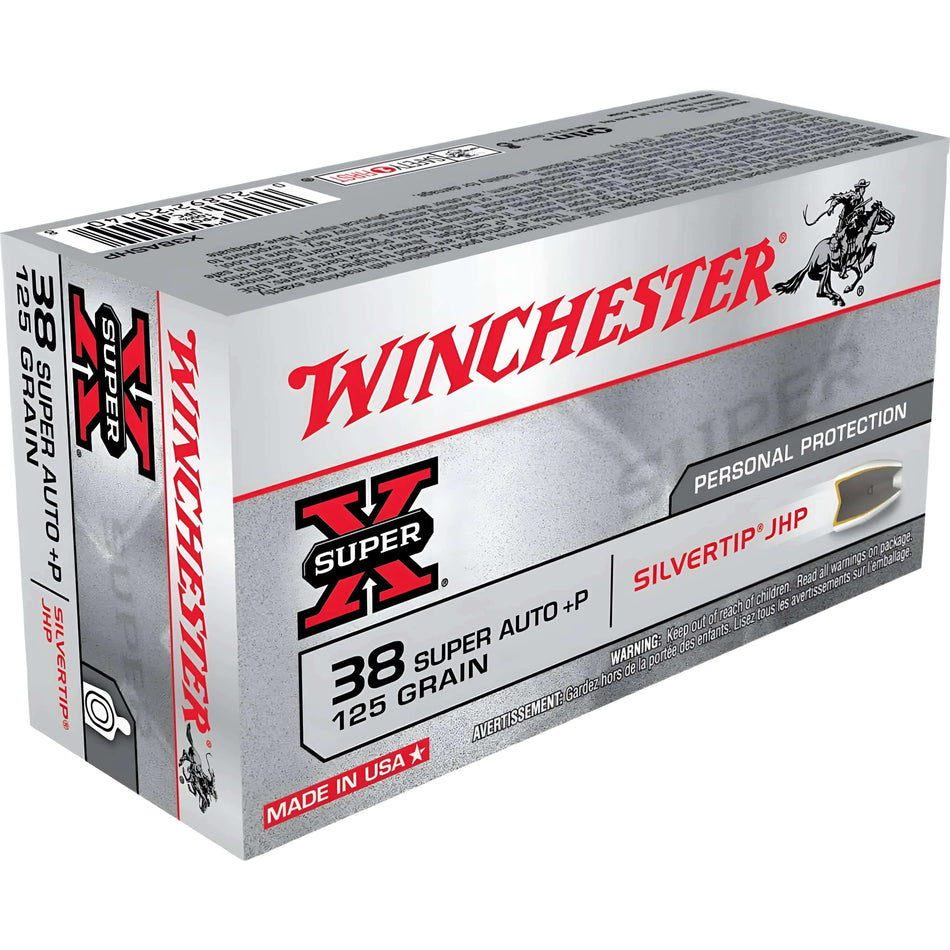 Winchester Super X 38SuperAuto+P 125gr Silvertip Hollow Point 1240Fps Ammo
