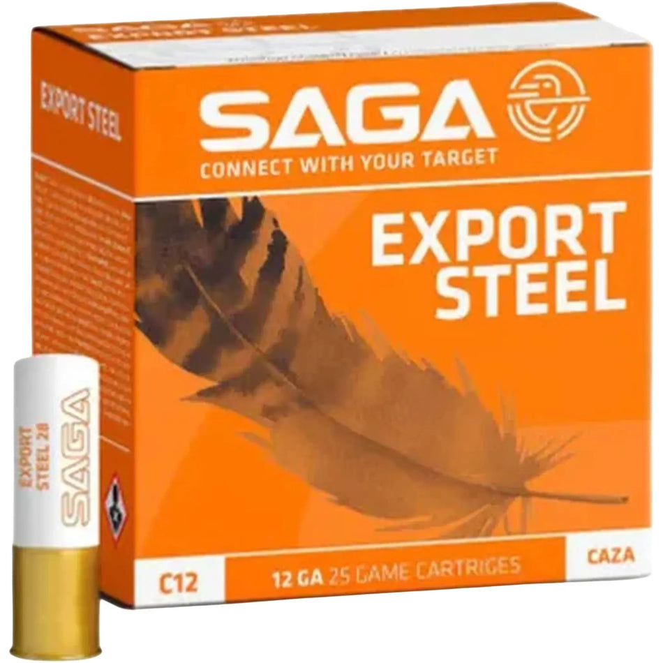 SAGA Export Steel Shot 12Ga 28Gram Steel 8's 2-3/4in. Ammo