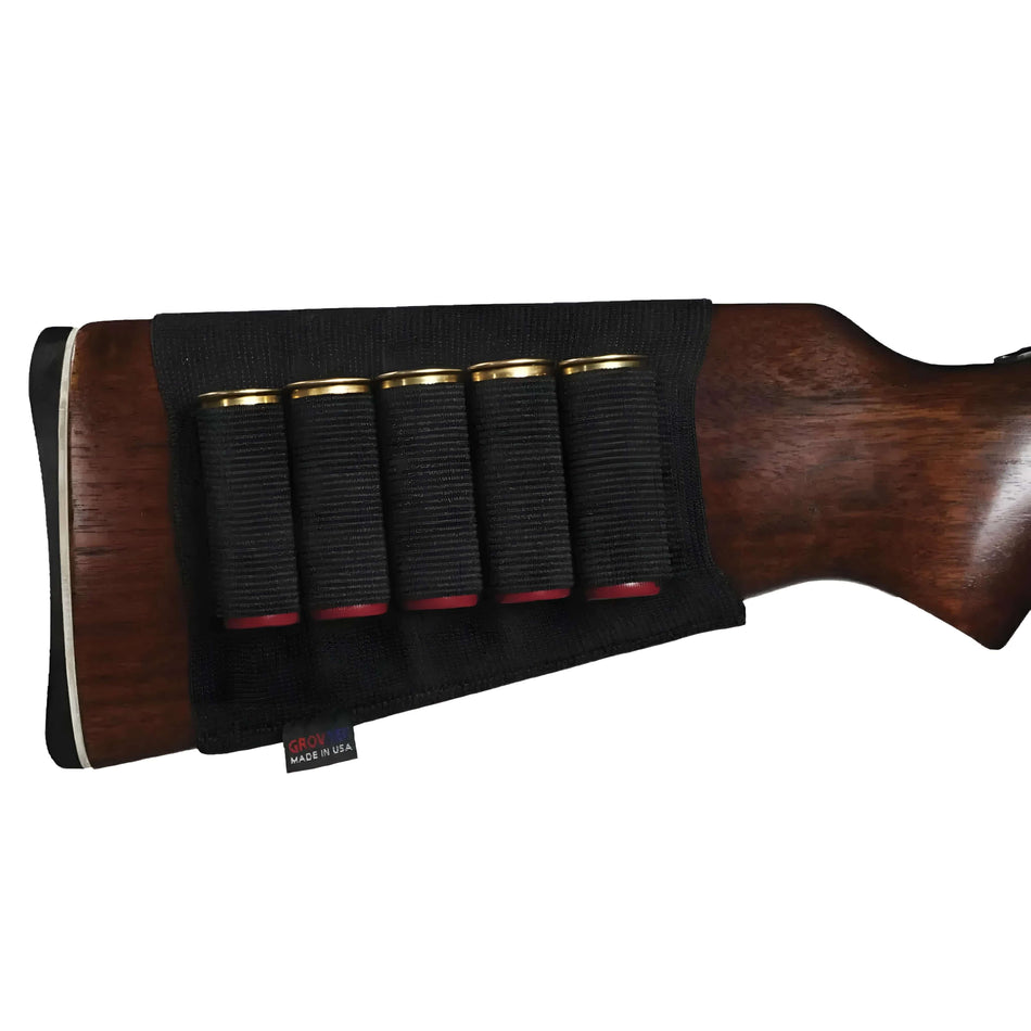 GrovTec Buttstock Cartridge Shell Holder for Shotgun Open Style – 5 Loops