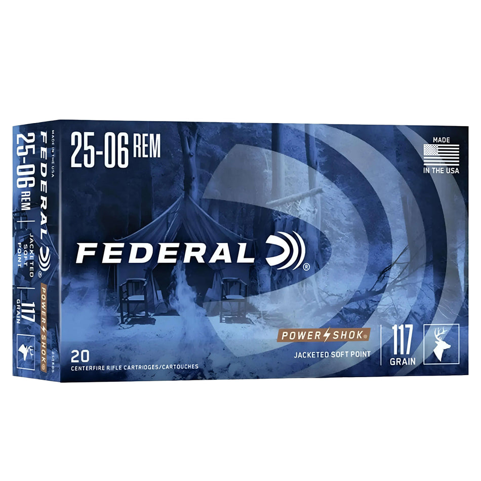 Federal Power-Shok .25-06Rem 117Gr Jacketed Soft Point 3030fps Ammo