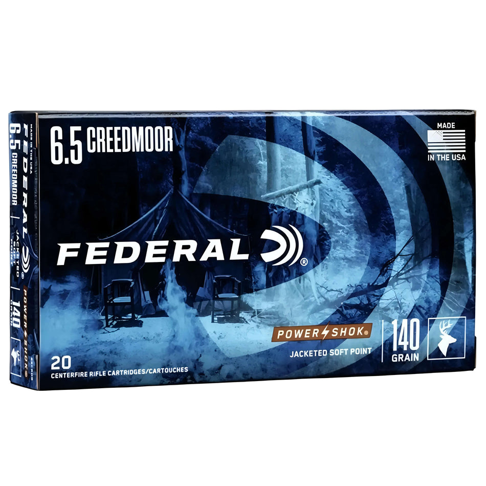 Federal Power-Shok 6.5Creedmoor 140Gr Jacketed Soft Point 2750fps Ammo