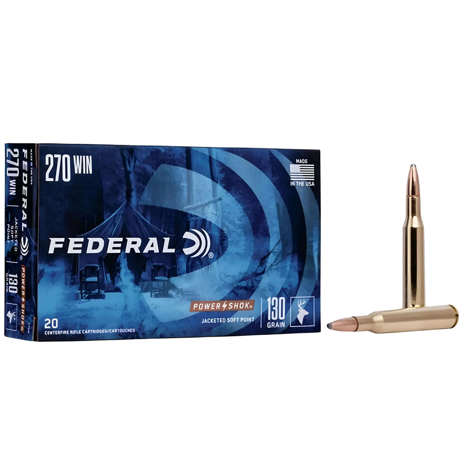 Federal Power-Shok .270Win 130Gr Jacketed Soft Point 3060fps Ammo