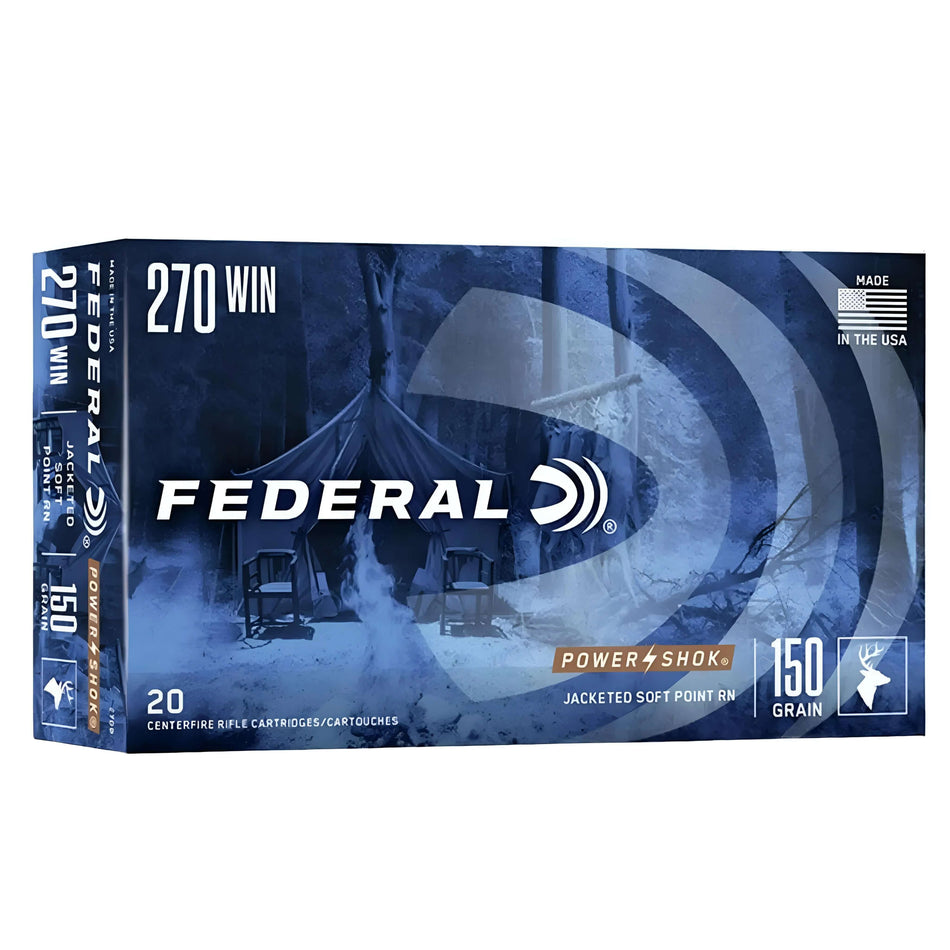 Federal Power-Shok .270Win 150Gr Jacketed Soft Point 2830fps Ammo