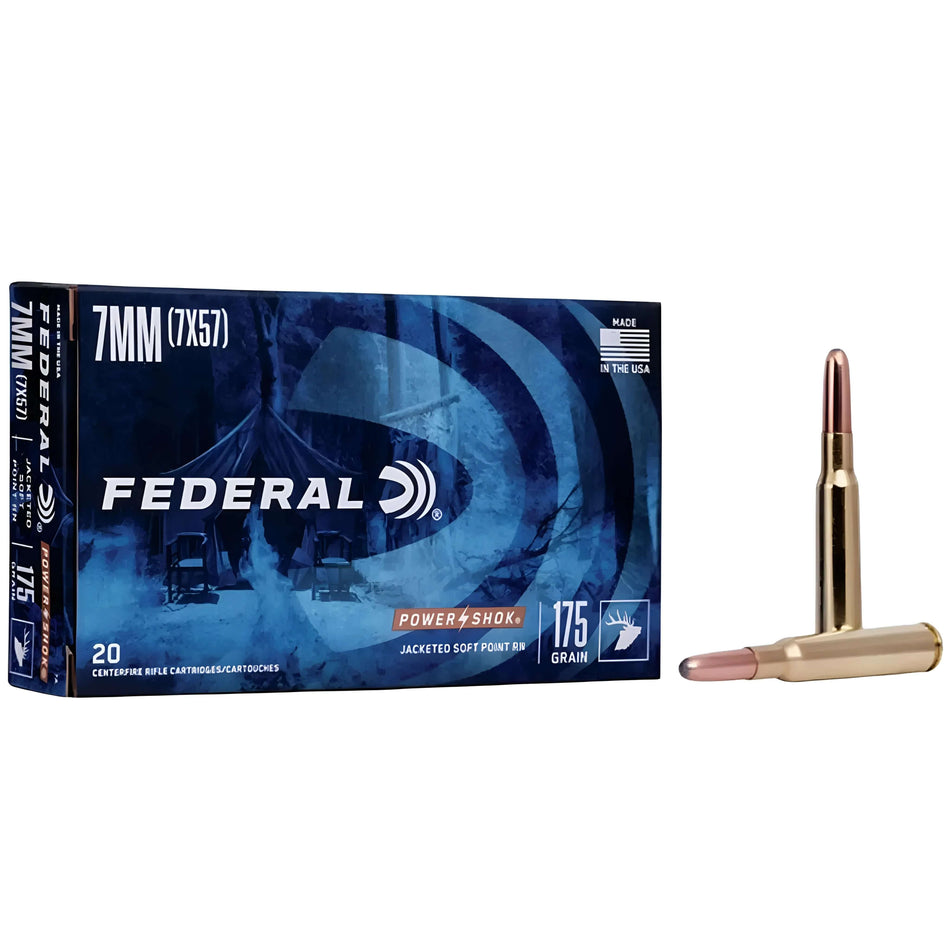 Federal Power-Shok 7mmMauser 175Gr Jacketed Soft Point Round Nose 2390fps Ammo