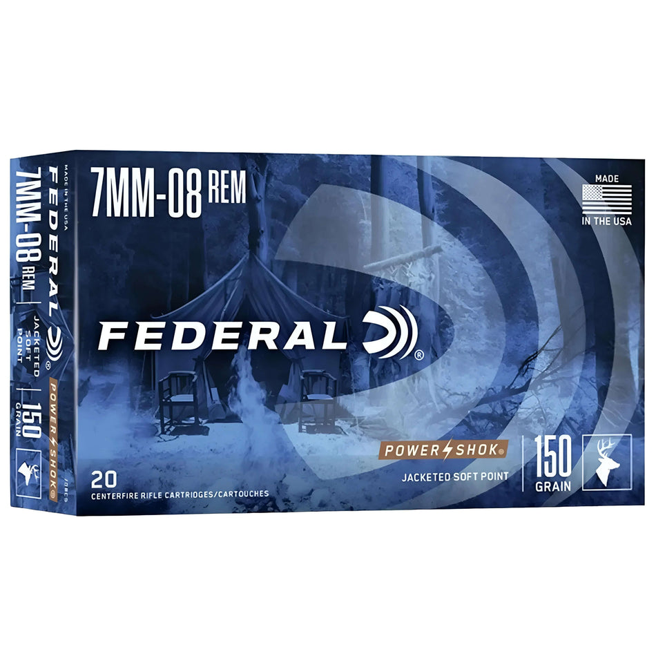 Federal Power-Shok 7mm-08Rem 150Gr Jacketed Soft Point 2650fps Ammo