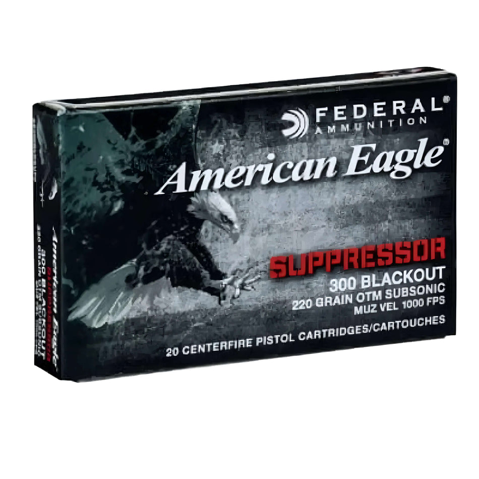 Federal American Eagle Suppressor 300AACBlackout 220Gr Open Tip Match 1000fps Ammo