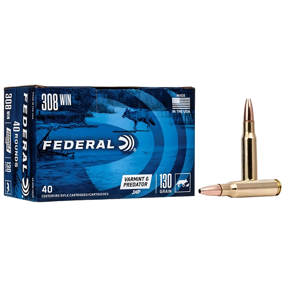 Federal American Eagle 308Win 130Gr Varmint Jacketed Hollow Point 3050fps Ammo