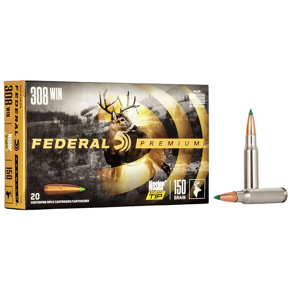 Federal Premium V-Shok 308Win 150Gr Nosler Ballistic Tip 2820fps Ammo