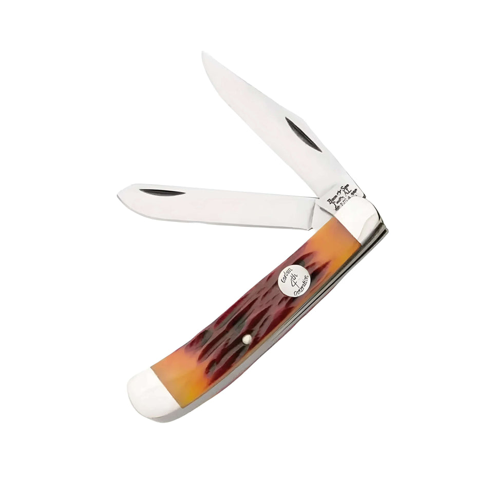 Bear & Son Knife 4-1/8in. Red Stag Large Trapper Folding Pocket Knife