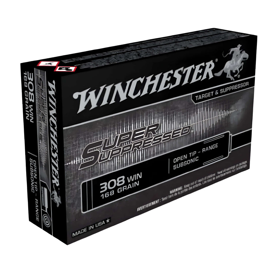 Winchester Super Suppressed 308Win 168gr Open Tip Range 1060fps Ammo