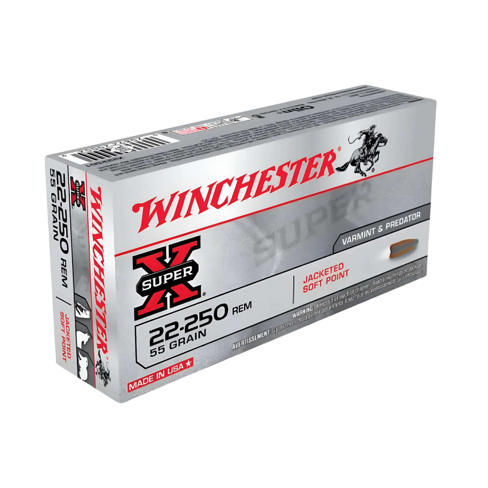 Winchester Super X 22-250Rem 55gr Pointed Soft Point 3680fps Ammo