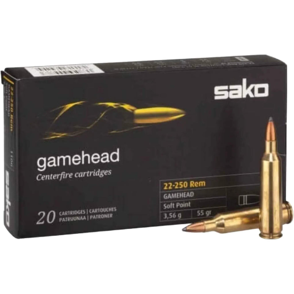Sako Gamehead 22-250Rem 55gr Soft Point 3691fps Ammo