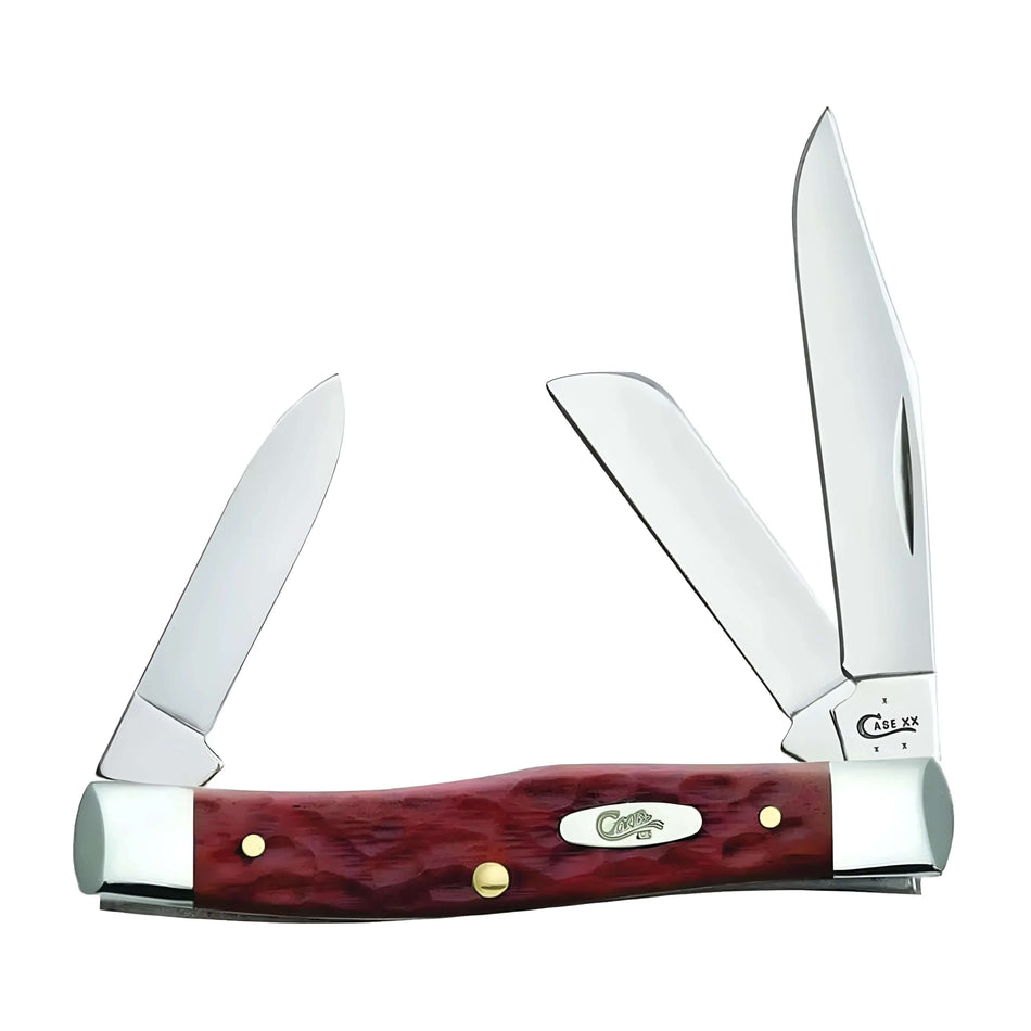 Case Knife Chestnut Bone Medium Stockman Clip/Sheepfoot/Pen Blade Folding Pocket Knife