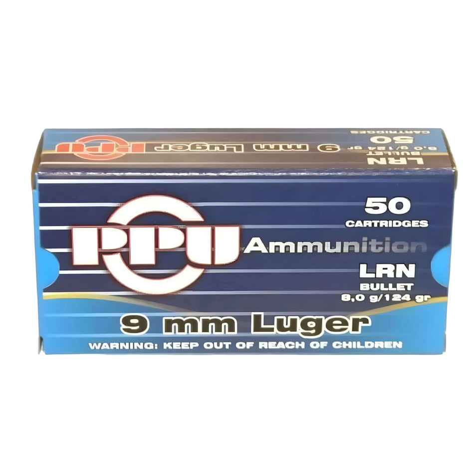 PPU 9mmLuger 124gr Lead Round Nose Ammo