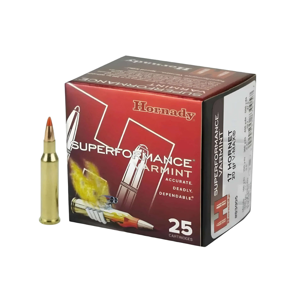 Hornady Superformance Varmint 17Hornet 20gr V-Max 3650fps Ammo