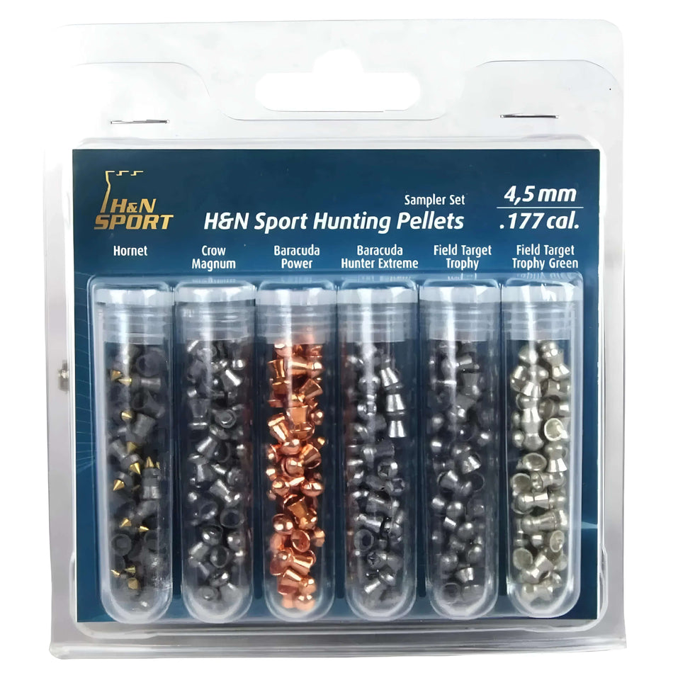 H&N Sample Pack .177Cal Hornet/Crow Magnum/Baracuda Power/Baracuda Hunter Extreme/Field Target Trophy/Field Target Trophy Green Air Rifle Pellets