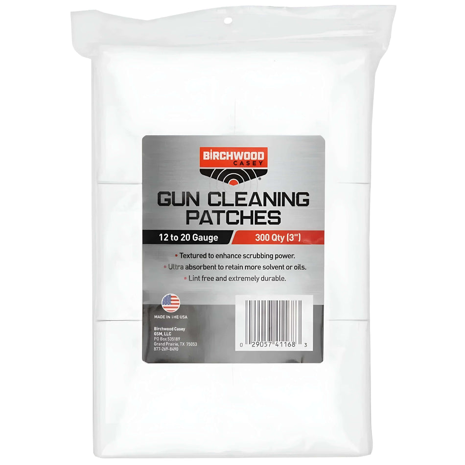 Birchwood Casey Cleaning Patches 3in. .50Cal/20Ga/12Ga
