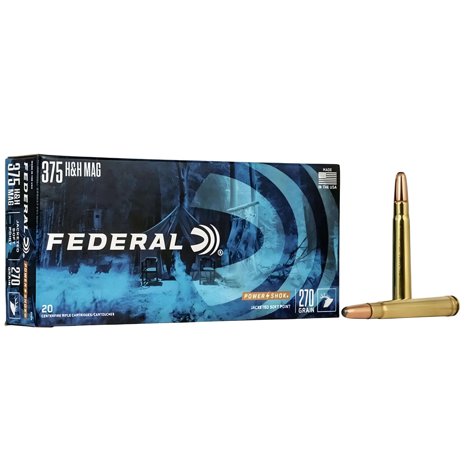 Federal Power-Shok 375H+H 270Gr Jacketed Soft Point 2690fps Ammo