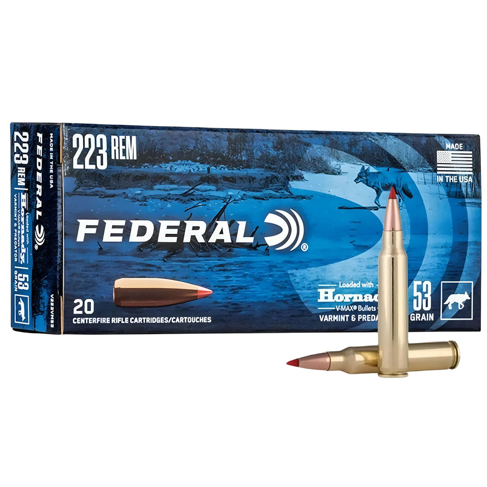 Federal 223Rem 53Gr Hornady V-Max 3400fps Ammo