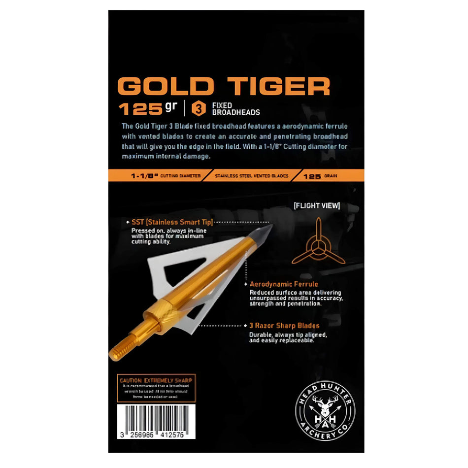 Head Hunter Gold Tiger 3-Blade 125gr Broadheads