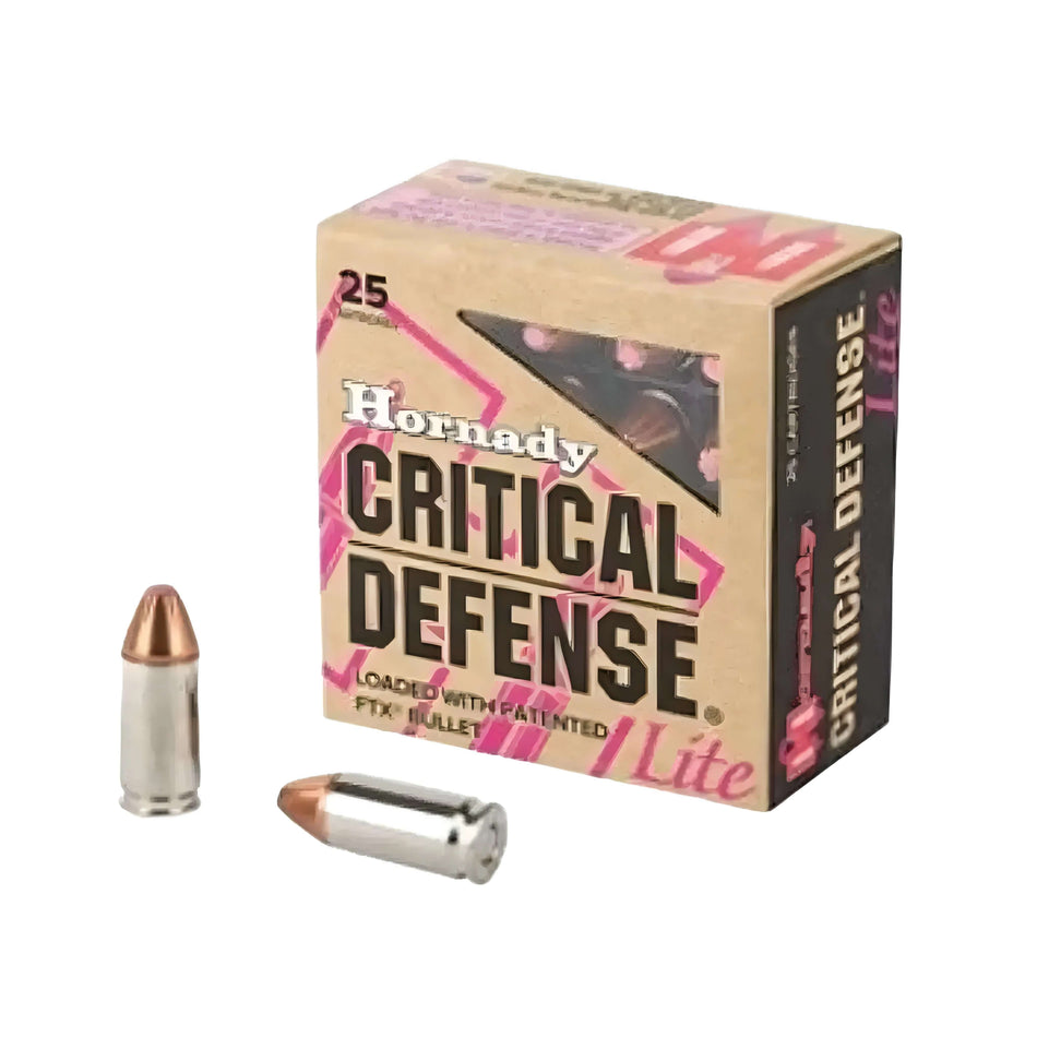 Hornady Critical Defence Lite 100gr 9mm Luger FTX Ammo