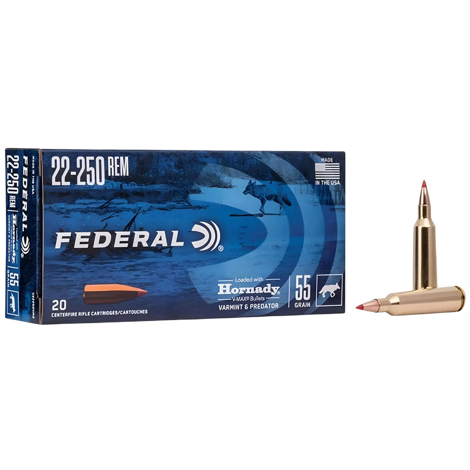 Federal .22-250Rem 55gr V-Max 3670fps Ammo