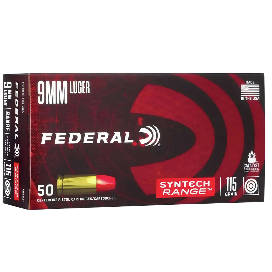 Federal 9mm Luger 115GR TSJ Flat Nose Syntech Jacket Ammo 1150FPS