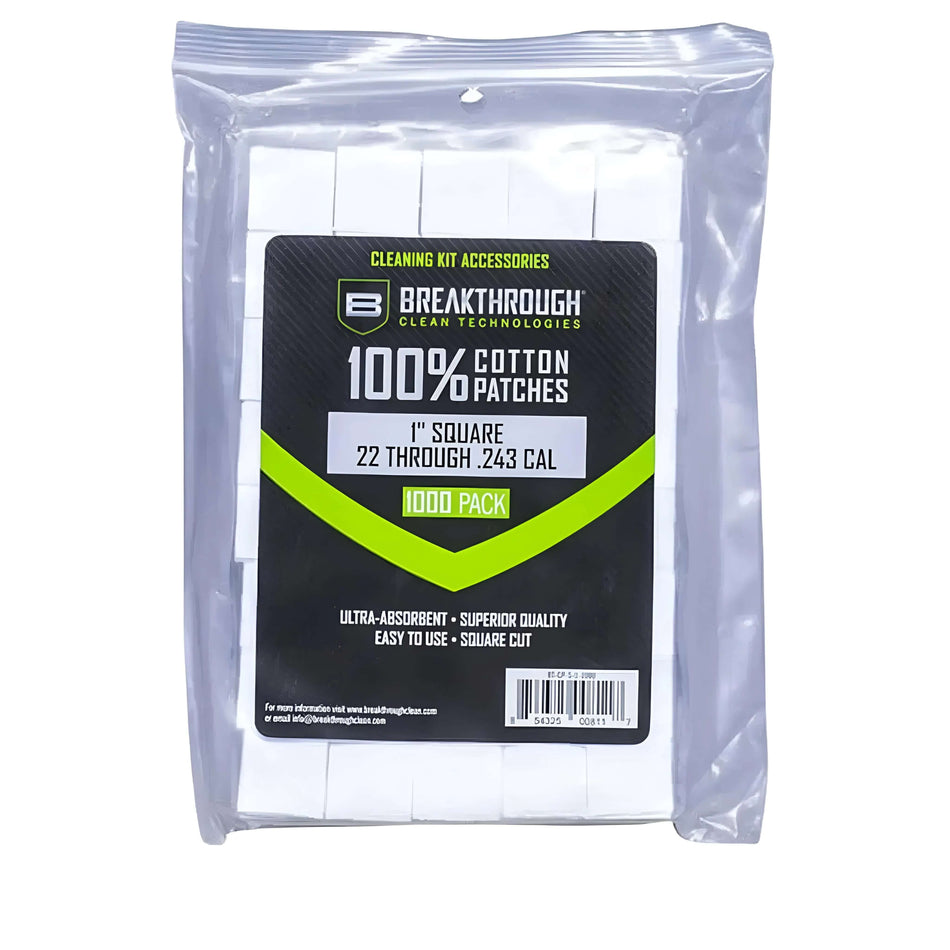 Breakthrough Cotton Patches 1in. 22Cal-243Cal 1000 pack