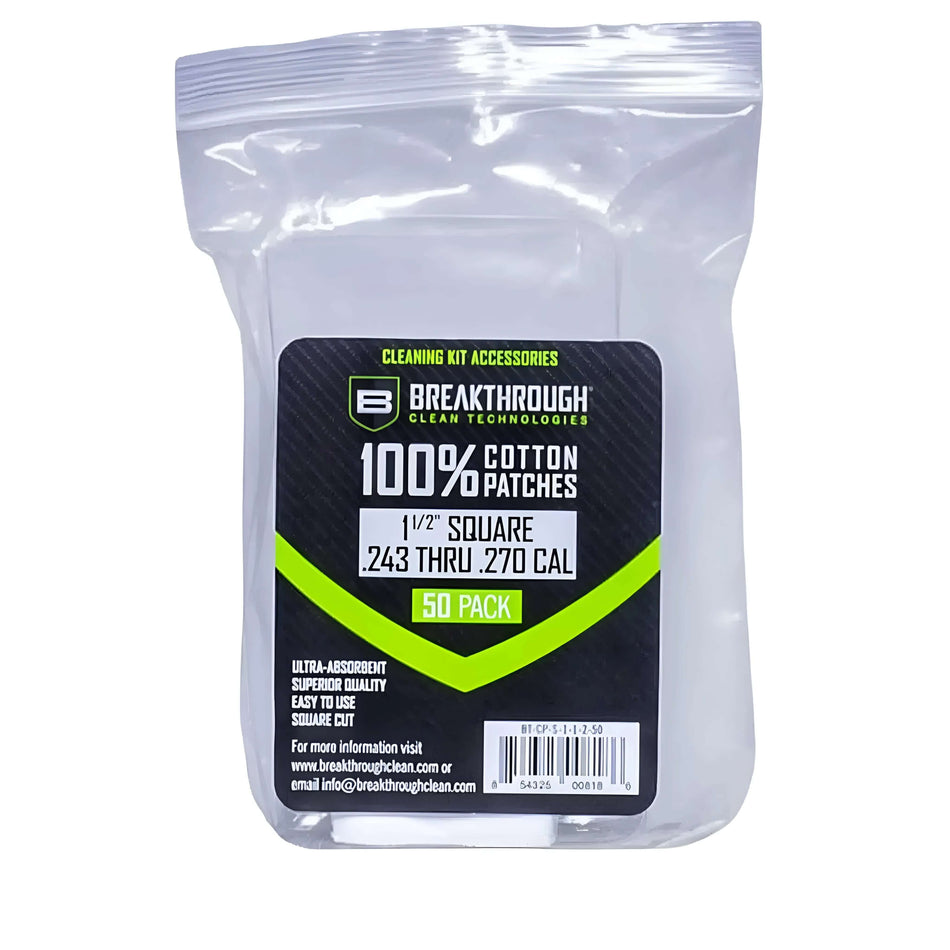 Breakthrough Cotton Patches 1.5in. 243Cal-270Cal 50 Pack