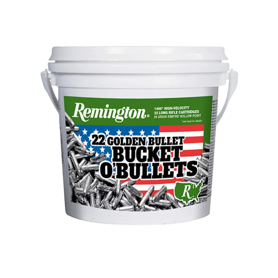 Remington 22LR Golden Bullet Bucket o Bullets 36gr Lead Plated Hollow Point 1280Fps Ammo