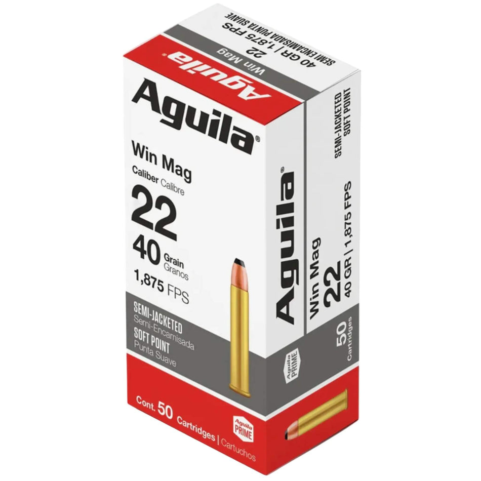 Aguila 22WMR 40Gr Semi Jacketed Soft Point 1875fps Ammo