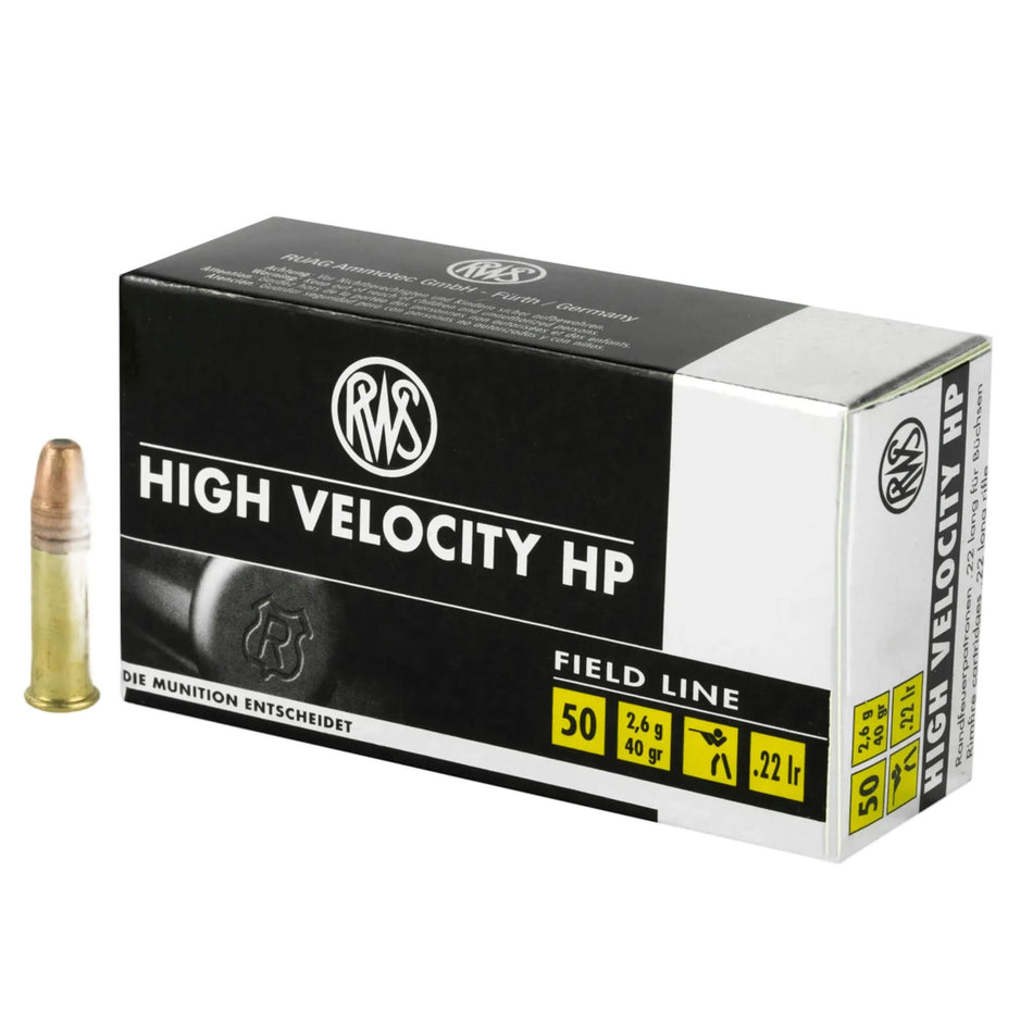 RWS High Velocity 22LR 40gr Hollow Point 1263fps Ammo