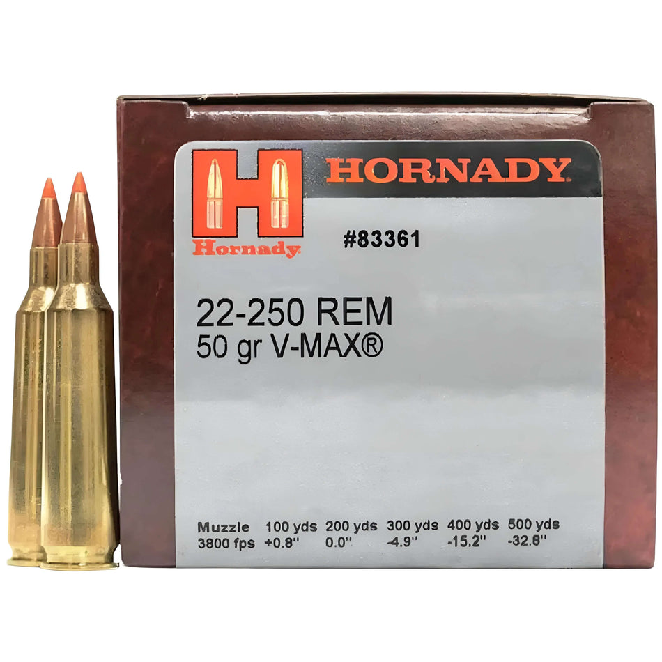Hornady Varmint Express 22-250Rem 50gr V-Max 3800fps Ammo