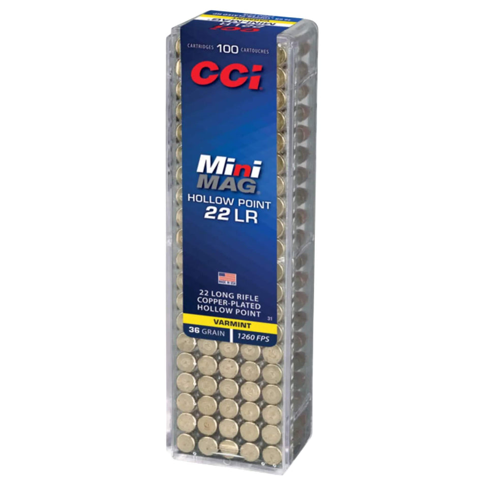 CCI 22LR Mini Mag 36Gr Hollow Point High Velocity 1260Fps Ammo