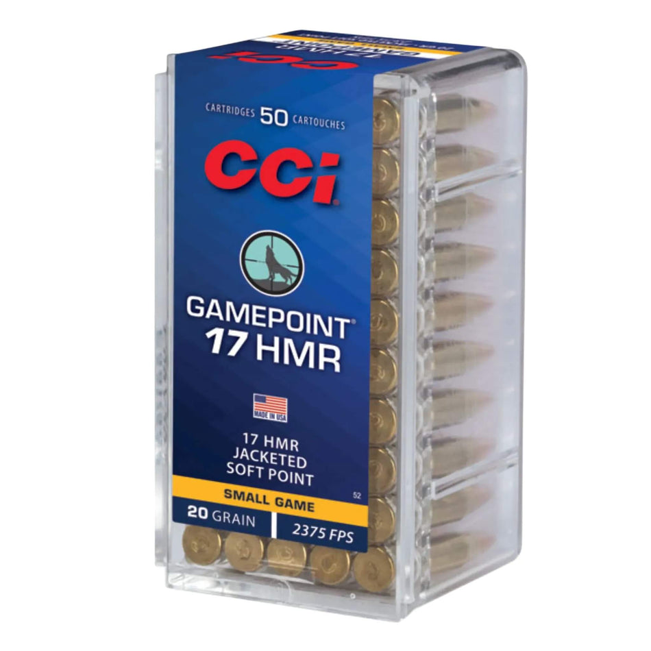 CCI 17HMR 20Gr Game Point Jacketed Soft Point 2375Fps Ammo