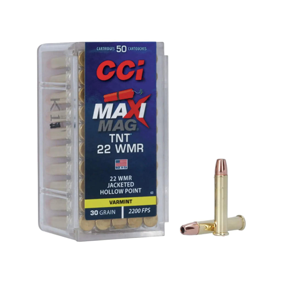 CCI 22WMR 30Gr Maxi Mag TNT Jacketed Hollow Point 2200Fps Ammo