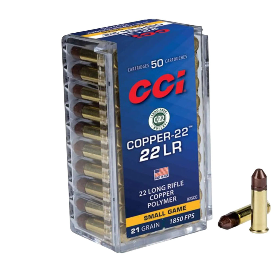 CCI 22LR 21Gr Copper-22 Hollow Point 1850Fps Lead Free Ammo