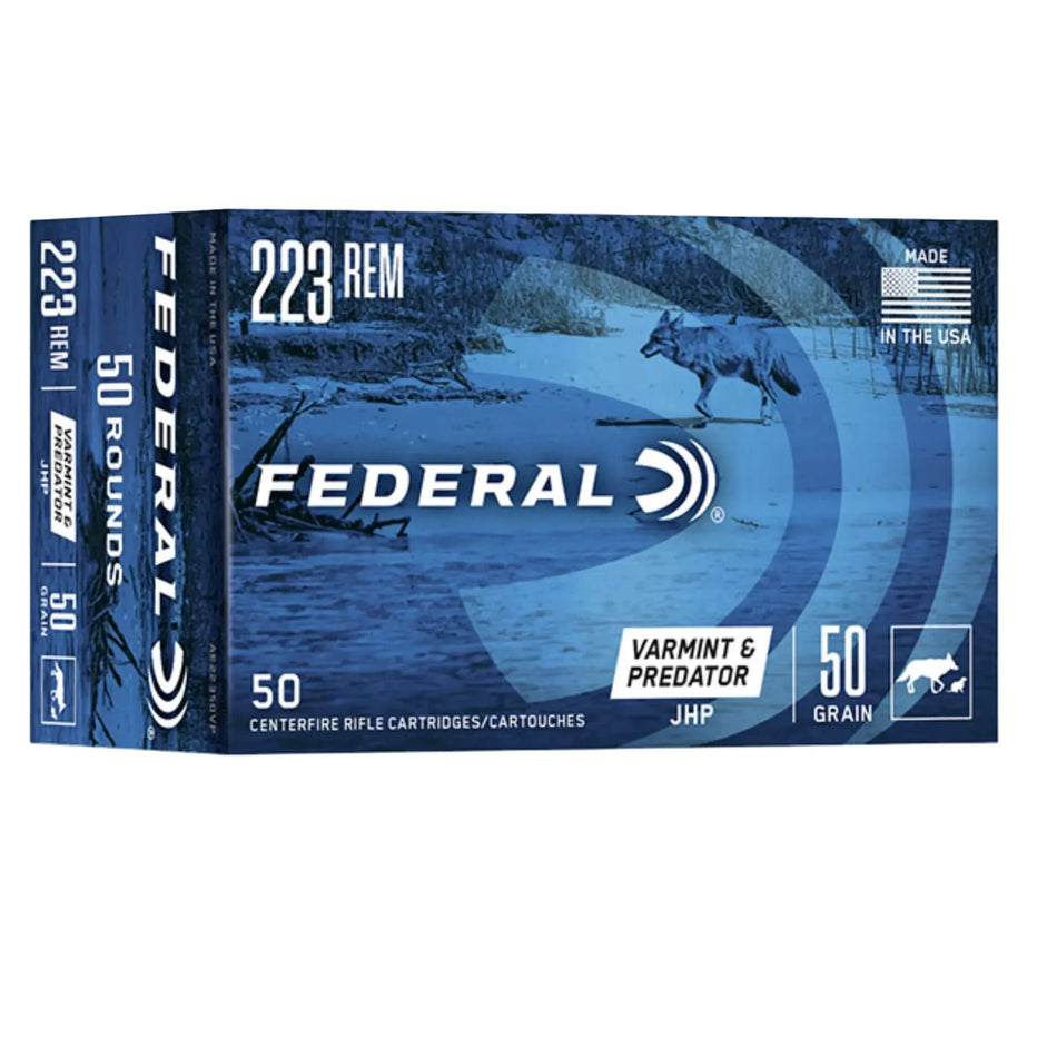 Federal 223Rem 50Gr Varmint Jacketed Hollow Point American Eagle 3325fps Ammo