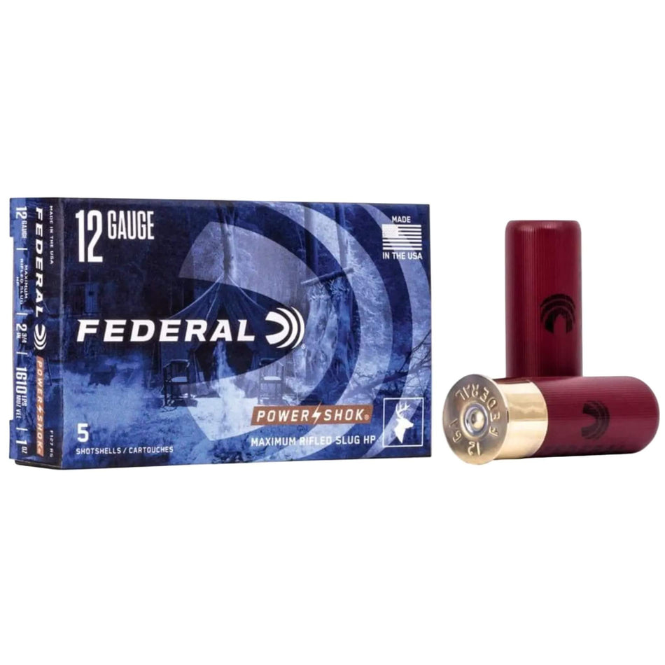 Federal Power-Shok 12Ga 28Gram Rifled Hollow Point Slug Field Load 2-3/4in. 1610fps Ammo
