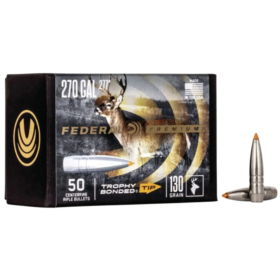 Federal 270Cal .277 130Gr Trophy Bonded Tip Projectiles
