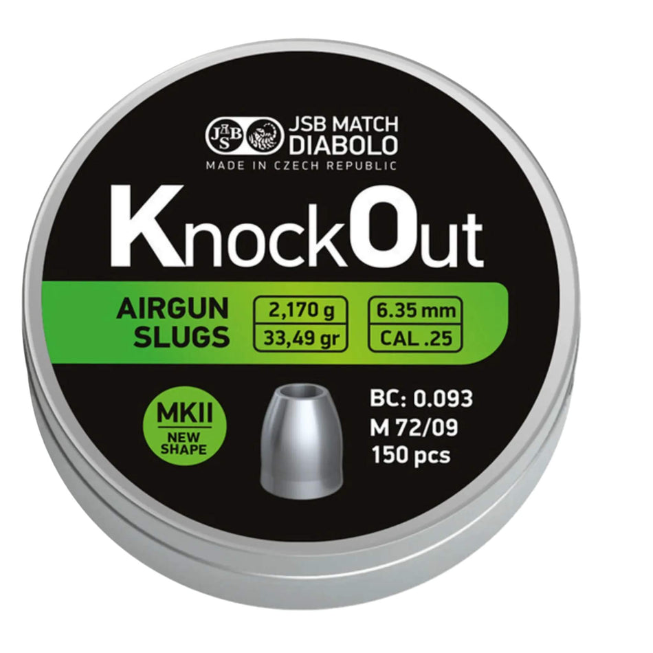 JSB Knock Out Slugs .25Cal 33,49gr Air Rifle Slugs