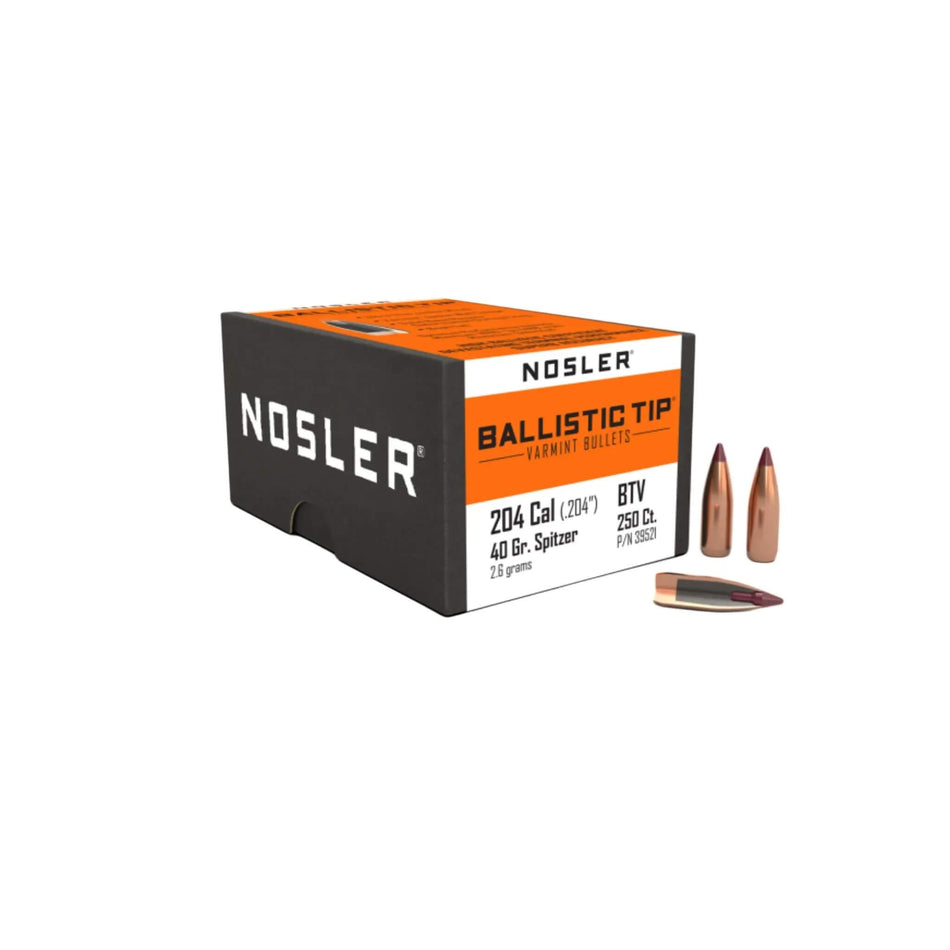 Nosler Ballistic Tip Varmint 20Cal .204 40Gr Spitzer Ballistic Tip Projectiles
