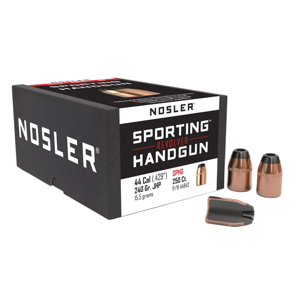 Nosler Sporting Handgun Revolver 44Cal .430 240Gr Jacketed Hollow Point Projectiles