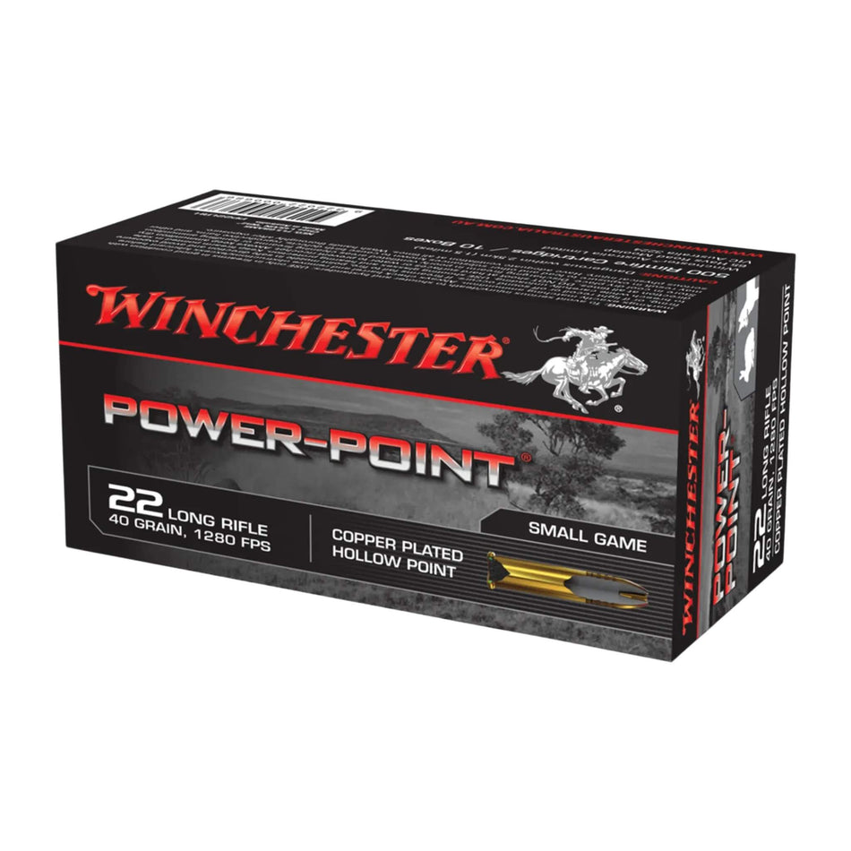Winchester Power Point 22LR 40gr Copper Plated Hollow Point 1280Fps Ammo
